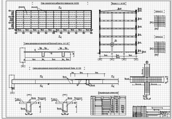 Calculation and design of monolithic ribbed slab with beam slabs - FP, FP