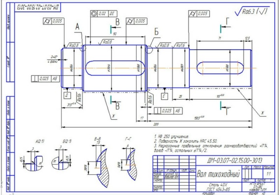 Design calculation of gearbox - DBE, Drawings