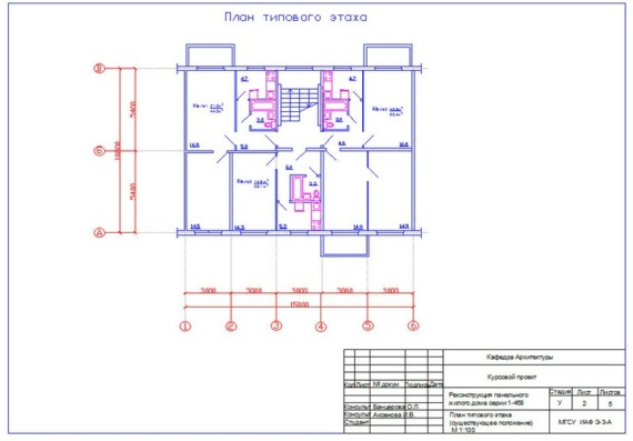 Reconstruction of panel residential building series 1-468 - architecture section