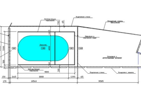 Swimming pool with plan dimensions 8x4