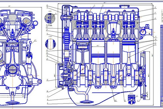 In-line engine 4-cylinder-DBE, Drawings