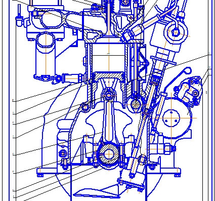 Gas engine - drawings 