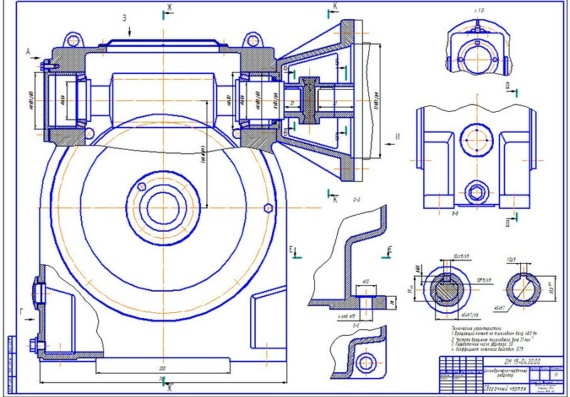 Worm Gear Drawing with Worm Top for Course Design