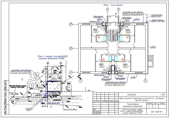 Gas supply 8q of residential building - drawings