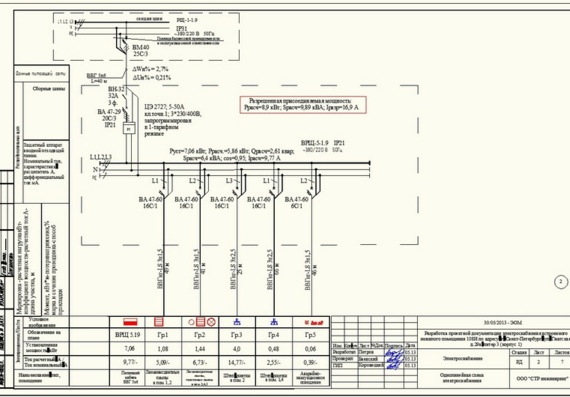 Development of design documentation for power supply of built-in non-residential room 108N at the address: St. Petersburg, st. Gzhatskaya