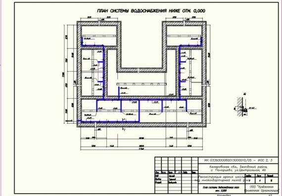 Reconstruction of the school building for an apartment building - water supply and sanitation