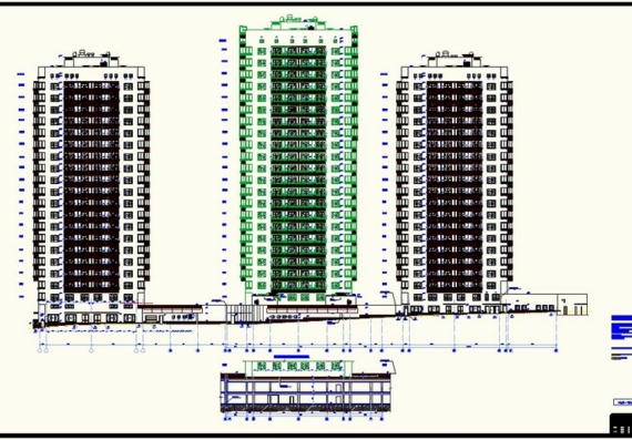 High-rise building 22 storeys - facades