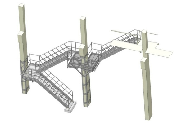 Staircase to bridge crane landing platform