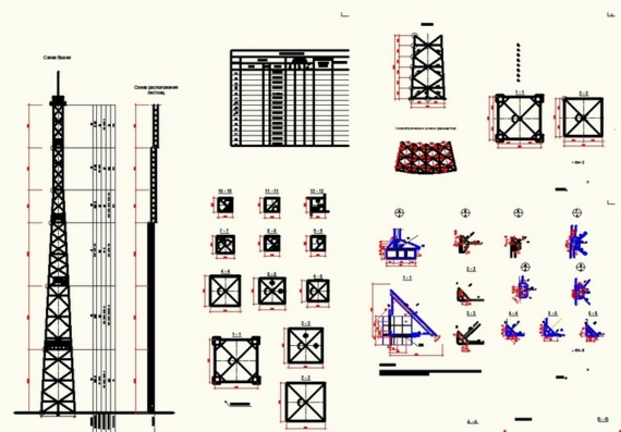Drawings of KM tower H = 50 g.