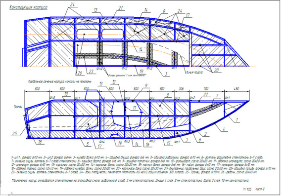 Motor boat design - drawings
