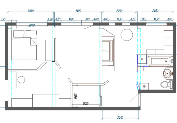 Redevelopment of 4-room apartment - drawings