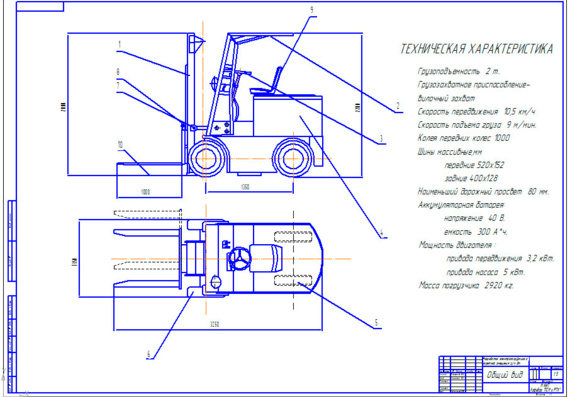 Design of electric loader with displacement carriage, gp 2t