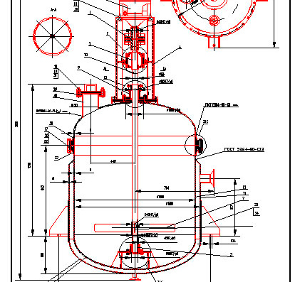 Проект реактора с лопостной мешалкой и его узлами