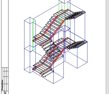П-образная лестница с промежуточной площадкой - чертежи