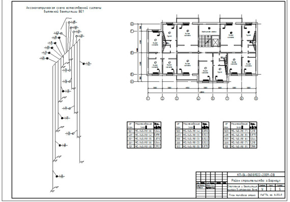 Heating and ventilation of residential 5-storey house - DBE, Drawings