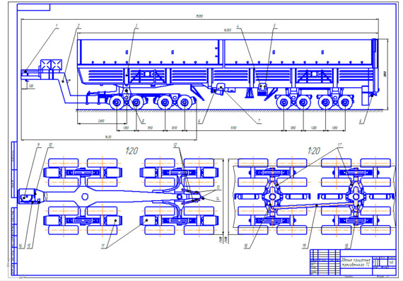 Drawings of three-link trailed vehicle