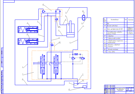 Гидравлическая схема машины для пробивки корки МПК-5У