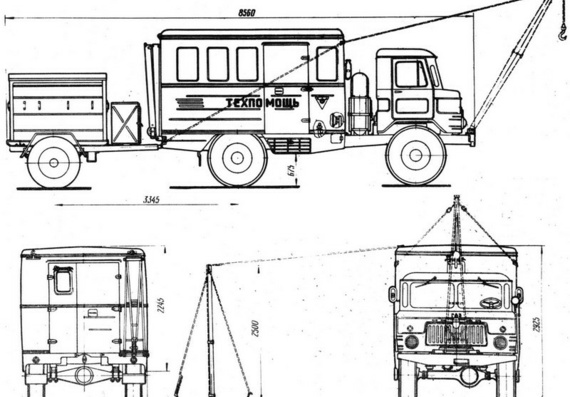 ГАЗ-66 чертежи (рисунки) грузовика
