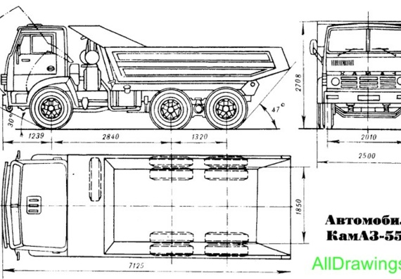 КамАЗ-5511 чертежи (рисунки) грузовика
