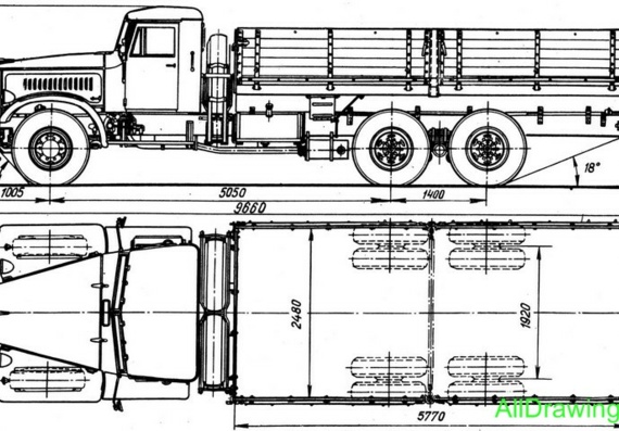 КрАЗ-219 чертежи (рисунки) грузовика
