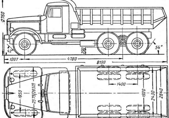 КрАЗ-222 чертежи (рисунки) грузовика
