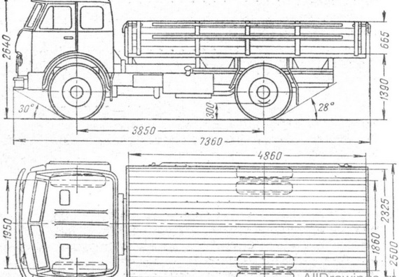 МАЗ-500 чертежи (рисунки) грузовика