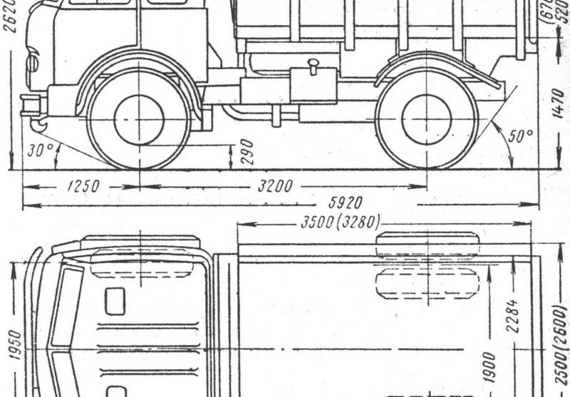 МАЗ-503 чертежи (рисунки) грузовика