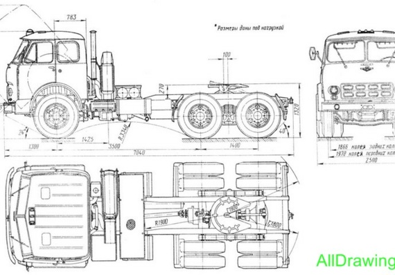 МАЗ-515 чертежи (рисунки) грузовика