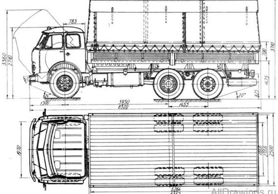 МАЗ-516 чертежи (рисунки) грузовика