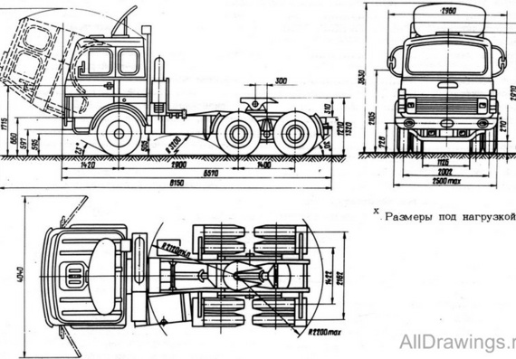 МАЗ-6422 чертежи (рисунки) грузовика