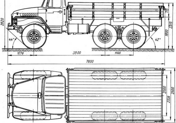 Урал-377 чертежи (рисунки) грузовика