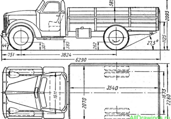 УралЗИС-355М чертежи (рисунки) грузовика
