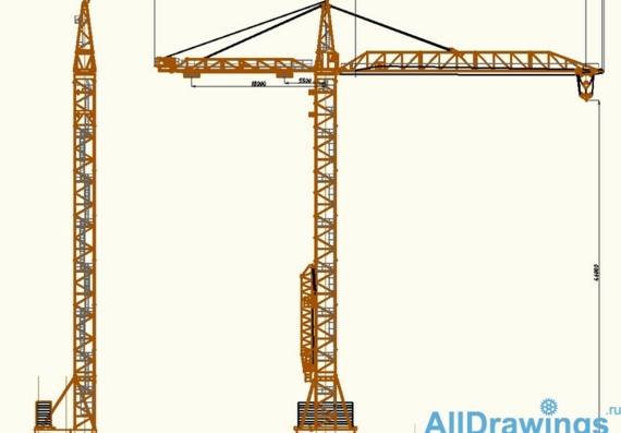 Drawing of general view of tower crane KB-674