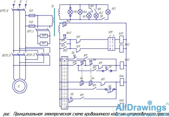 Electrical schematic diagram of crank forging press