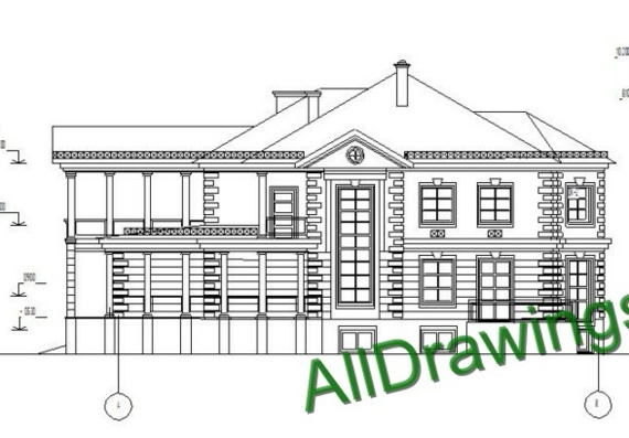 7 drawings of a two-story cottage