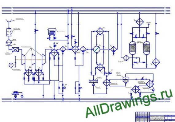 Принципиальная воздушная схема компрессорной станции с турбокомпрессором