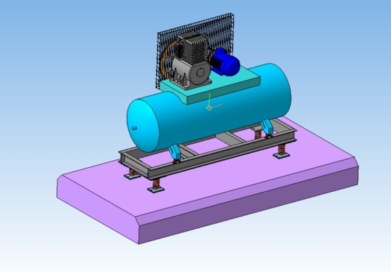 3D модель компрессора, используемого в производственном цехе