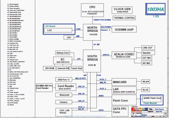 Asus Eee PC 1003HA - rev 1.3G - Laptop Motherboard Diagram