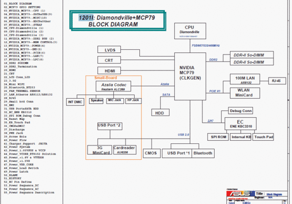 Asus Eee PC 1201I - rev 1.0 - Notebook Motherboard Diagram
