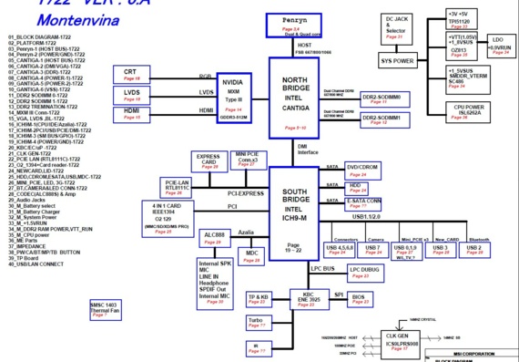 MSI MS-1722 Montevina - rev 0A - Схема материнской платы