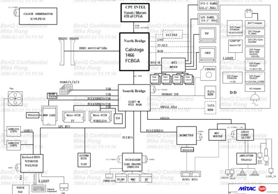 Benq Joybook S73 - Mitac 8224 Gazelle - rev R01 - Laptop motherboard diagram