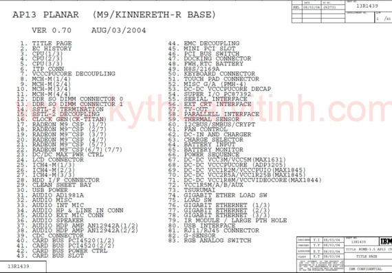 IBM ThinkPad T41 - IBM AP13 PLANAR ROME-3.5 AP13 - ver 0.7 - Notebook Motherboard Diagram
