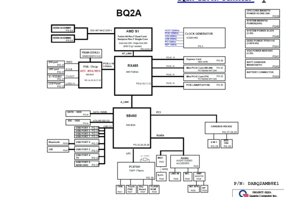 Benq Joybook P52 - Quanta BQ2A - rev E - Схема материнской платы ноутбука