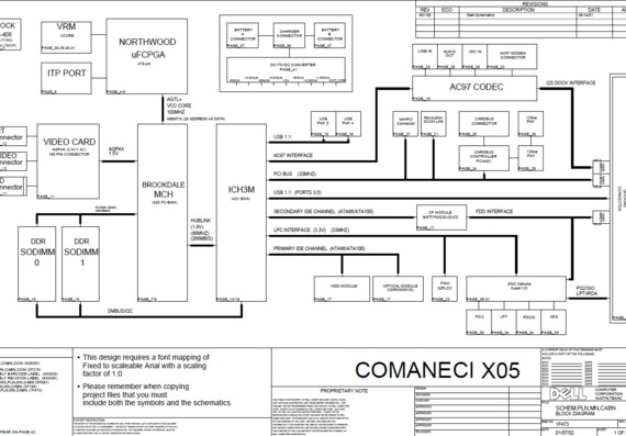 Dell COMANECI X05 - rev X04B-00 - Laptop Motherboard Diagram