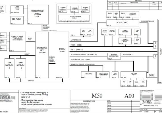Dell Inspiron 8200 - DELL LA-1221 M50 - rev 4A - Laptop Motherboard Diagram