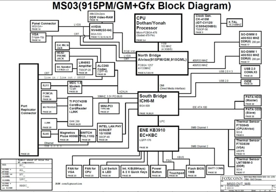 Sony Vaio VGN-FS Series - FOXCONN MS03 DVT (MBX-143) - rev 0.2 - Laptop motherboard diagram