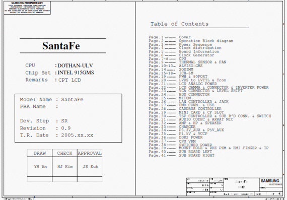 Samsung NP-Q1 - SantaFe - rev 0.9 - Схема материнской платы ноутбука