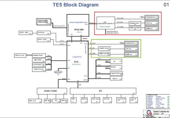 Toshiba Satellite L700 - Quanta TE5 - rev 1A - Laptop motherboard diagram