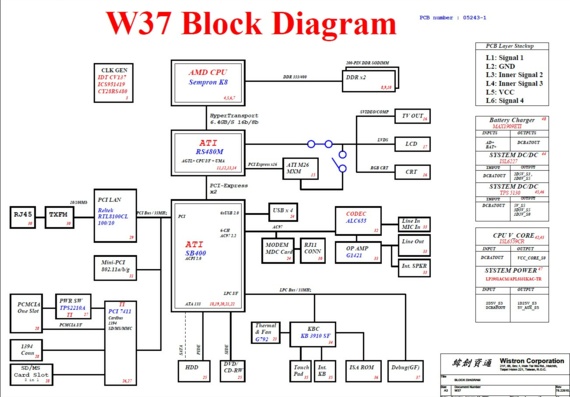 Wistron W37 - rev 78.22610.511 - Схема материнской платы