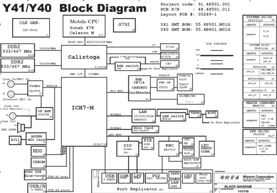 Fujitsu Siemens Amilo Pro V3505 - Wistron Y41/Y40 - rev -1 - Laptop motherboard diagram